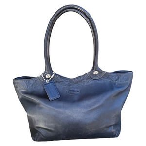 COACH Hand Bag Large Bleeker F14383 Black Leather Tote